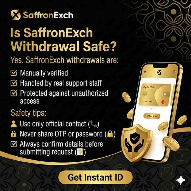 Is SaffronExch with drawl safe infographic showing manual verification and real support
