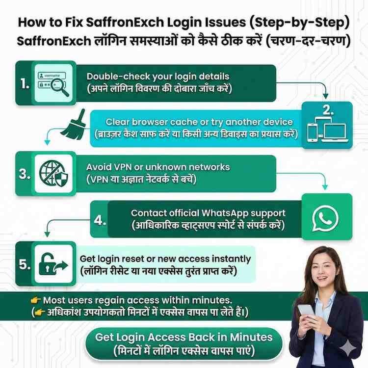 SaffronExch login not working today – instant fix via WhatsApp support
