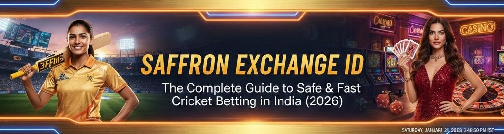 Saffron Exchange ID: Safe & Fast Cricket Betting and Online Casino Banner 2026