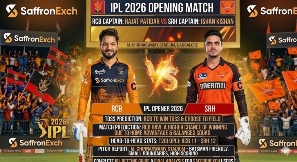 RCB vs SRH IPL 2026 Opening Match: Full Preview, Prediction & Betting Tips