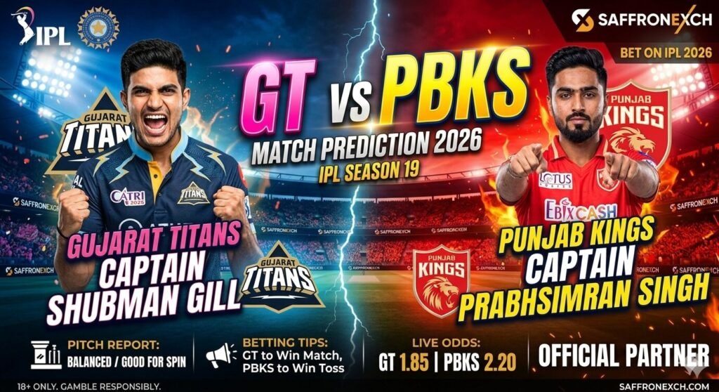 GT vs PBKS Prediction : Who Will Win? Pitch Report, Betting Tips & Live Odds