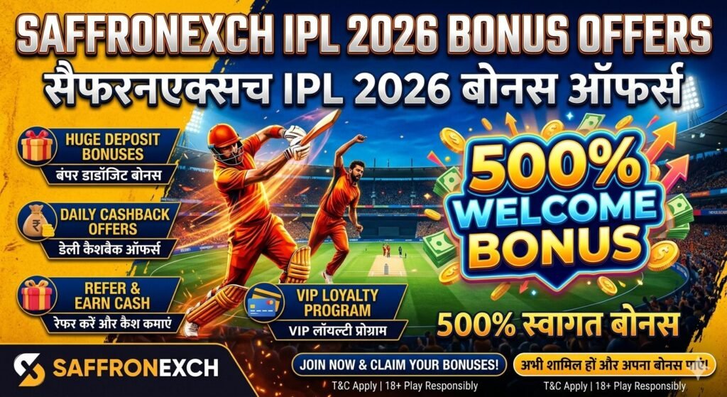 Saffronexch IPL 2026 Bonus Offers: 500% Welcome Bonus & More
