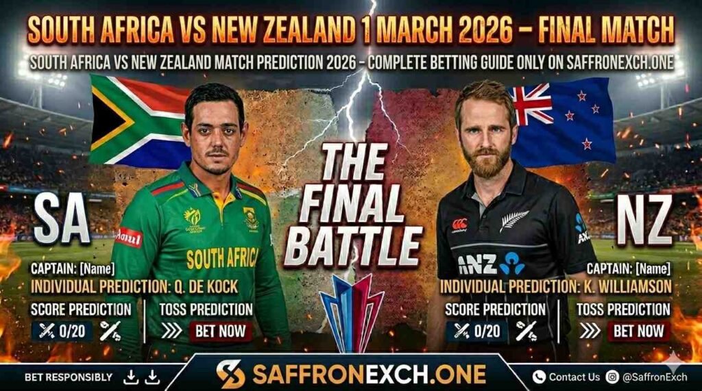 South Africa vs New Zealand 4 March 2026: My Semi-Final Match Prediction, Toss, Score & Complete Betting Guide for Saffronexch Users