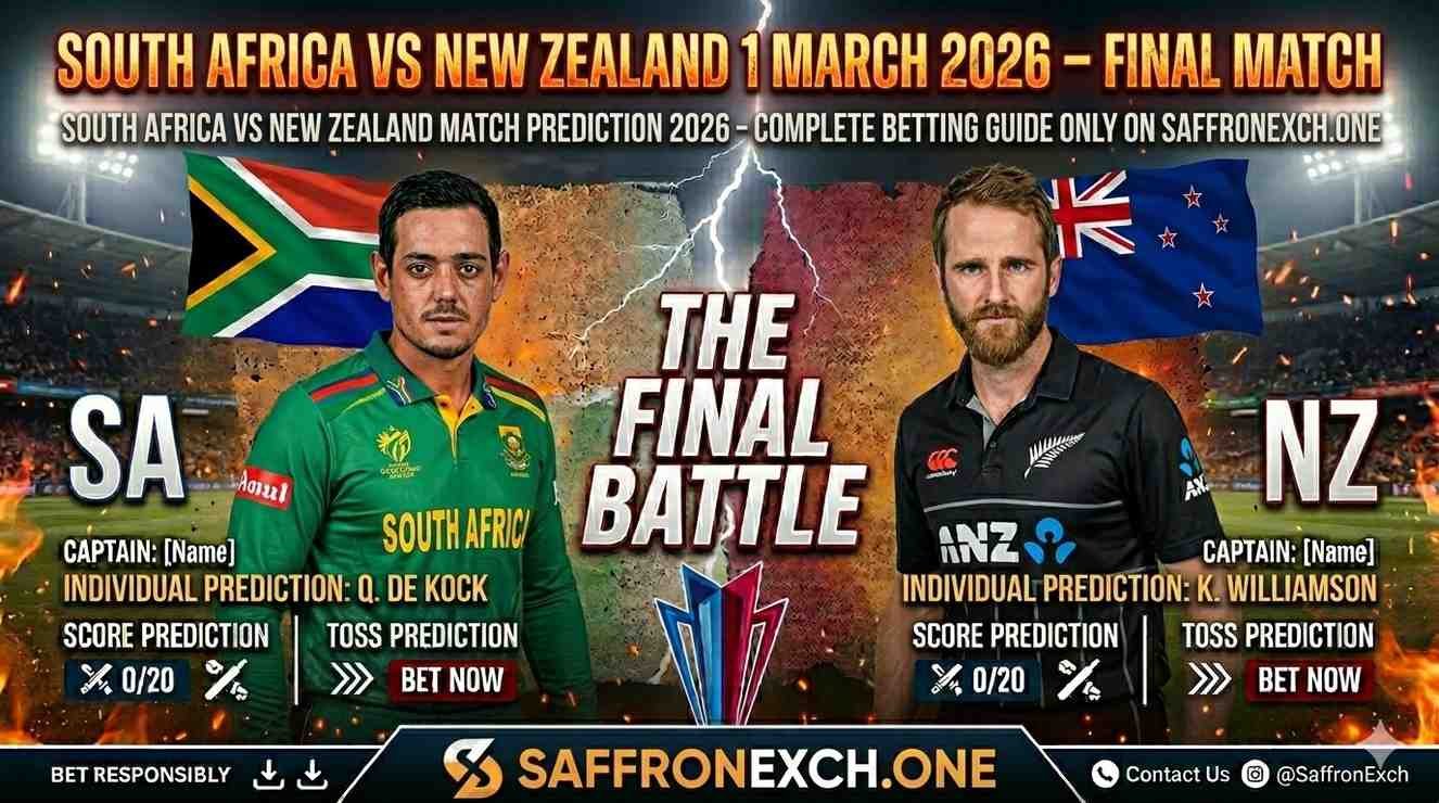 South Africa vs New Zealand 4 March 2026: My Semi-Final Match Prediction, Toss, Score & Complete Betting Guide for Saffronexch Users