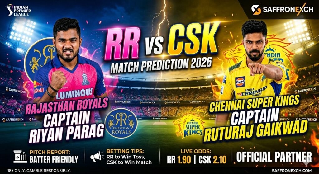 RR vs CSK Match Prediction 2026: Who Will Win IPL Match? Pitch Report, Betting Tips & Live Odds
