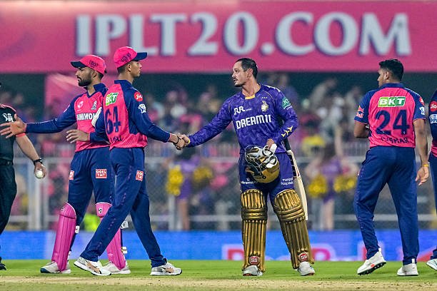 IPL 2026 Winning Tips Rajasthan Royals' Yashasvi Jaiswal (2L) shakes hand with Kolkata Knight Riders' Quinton de Kock (2R) at the end of the Indian Premier League (IPL) Twenty20 cricket match between Rajasthan Royals and Kolkata Knight Riders at the Barsapara Cricket Stadium in Guwahati