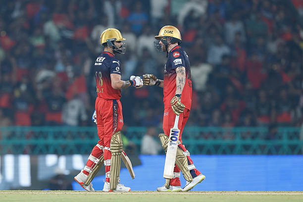 LUCKNOW, INDIA - MAY 23: Virat Kohli of Royal Challengers Bengaluru and Phil Salt of Royal Challengers Bengaluru during the 2025 IPL match between Royal Challengers Bengaluru and Sunrisers Hyderabad at Bharat Ratna Shri Atal Bihari Vajpayee Ekana Cricket Stadium on May 23, 2025, in Lucknow, India.
