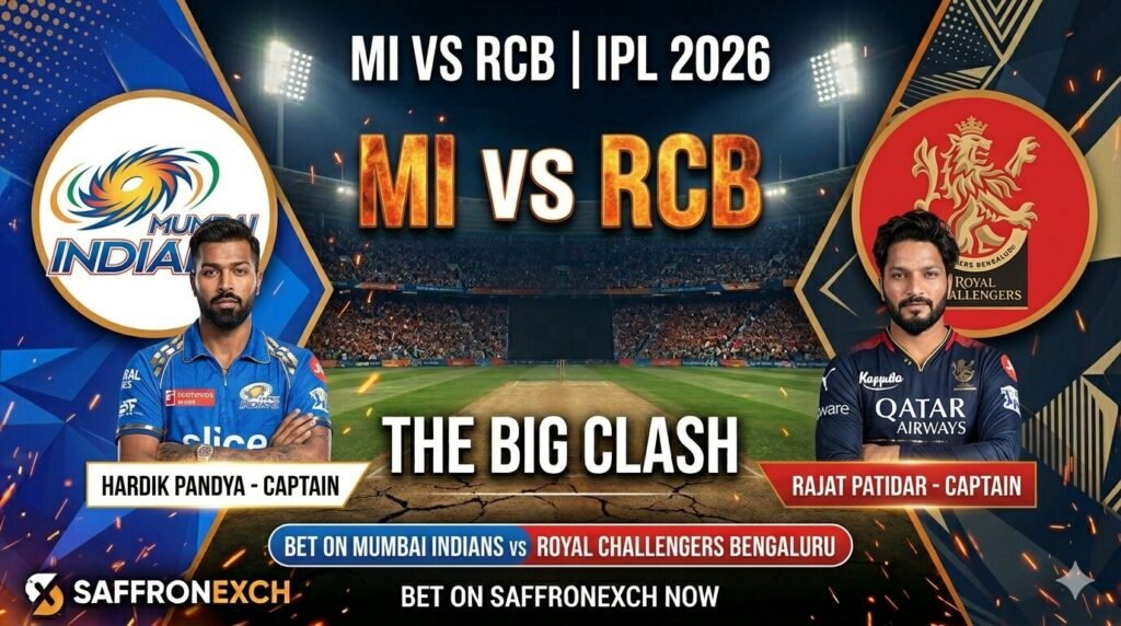 MI vs RCB IPL 2026 betting – Bet on Mumbai Indians vs Royal Challengers Bengaluru with Saffronexch