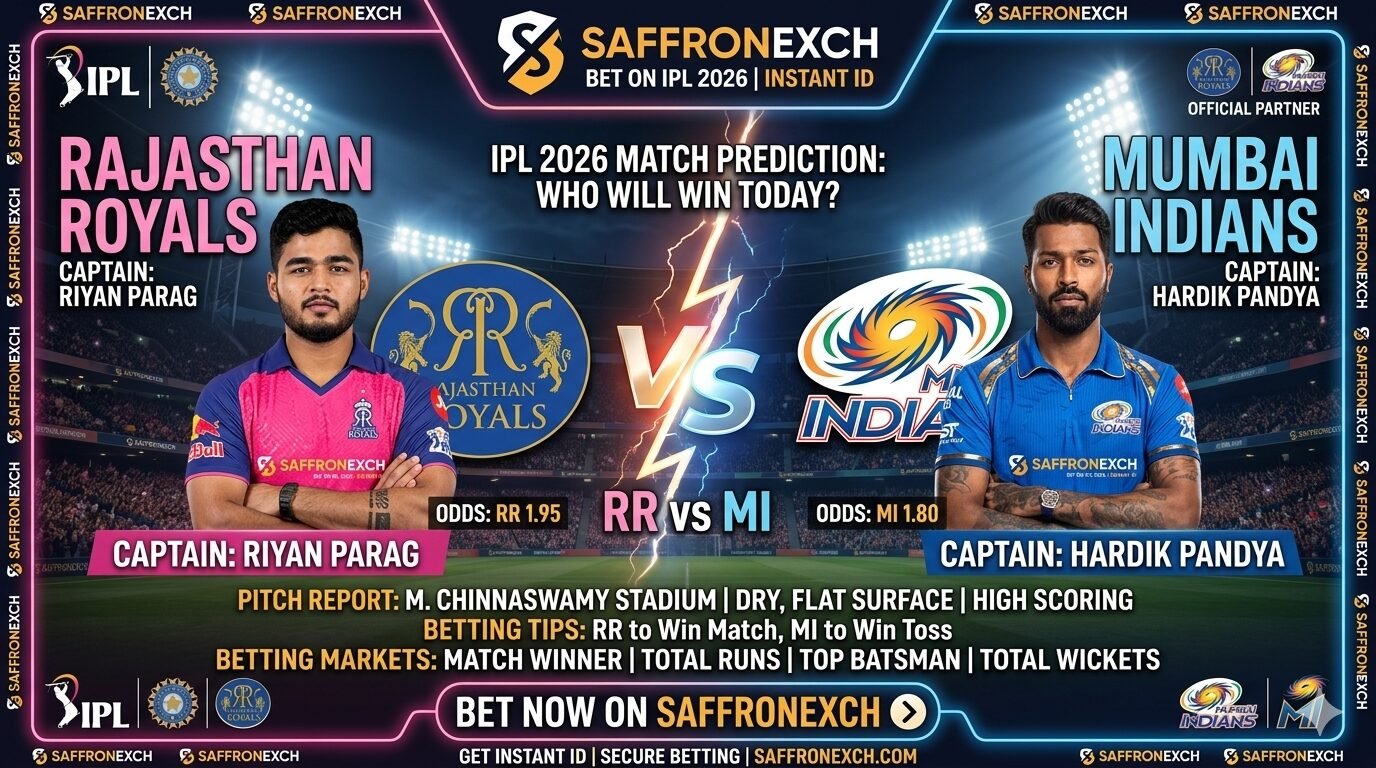 RR vs MI Betting – Live Odds, Betting Markets & Instant ID on Saffronexch IPL 2026