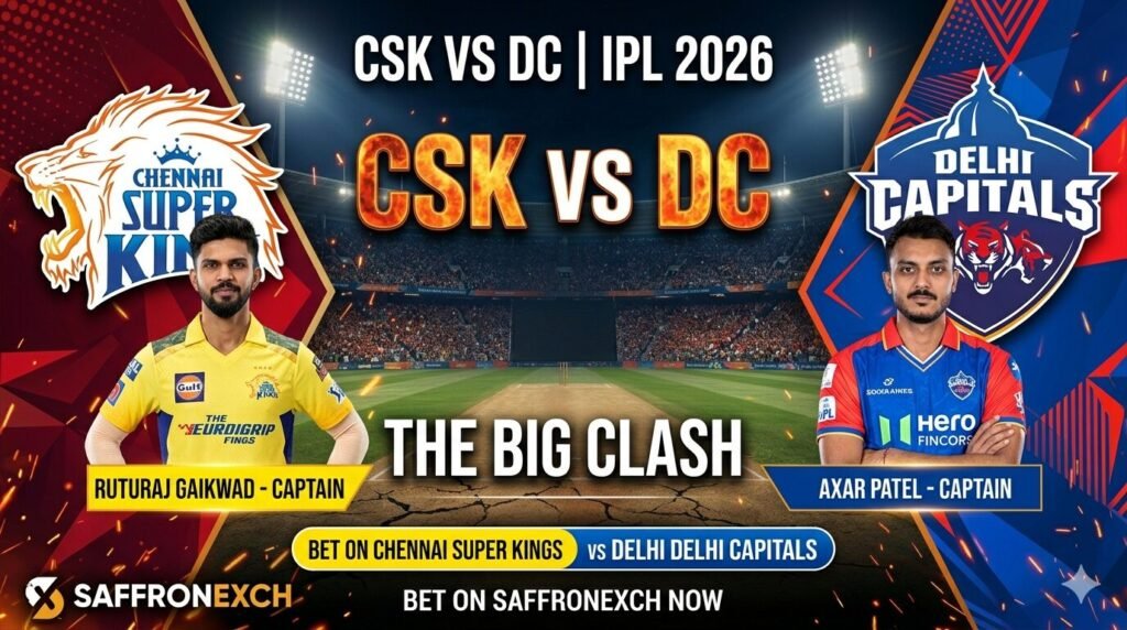 CSK vs DC IPL 2026 betting– Bet on Chennai Super Kings vs Delhi Capitals with Saffronexch