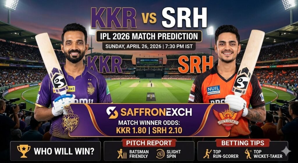KKR vs SRH IPL 2026 Match Prediction: Who Will Win? Pitch Report, Betting Tips & Live Odds