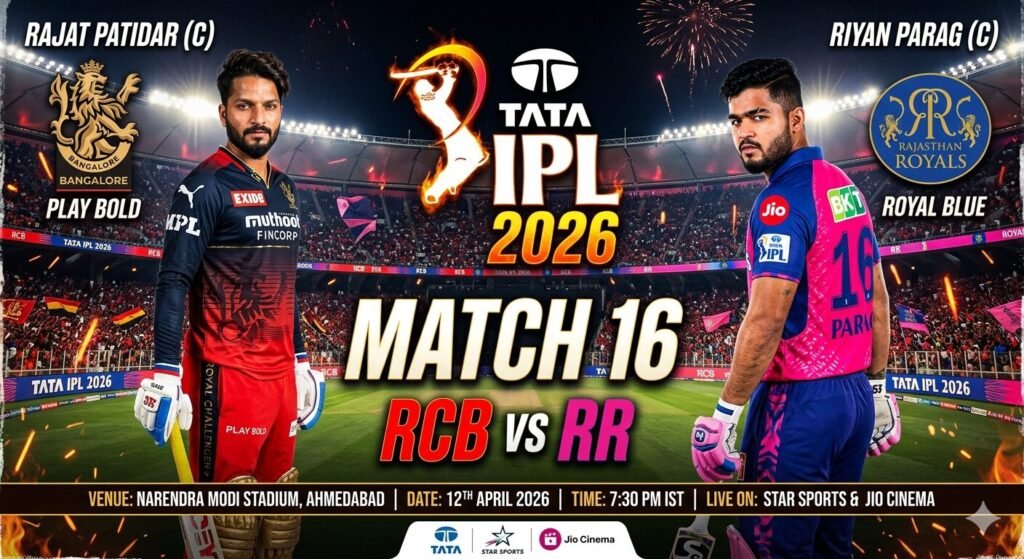 RCB vs RR Match 16 IPL 2026 – Complete Guide