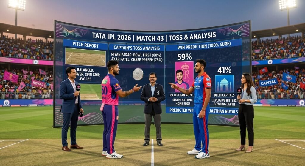 RR vs DC Toss & Match Prediction (100% Sure), Pitch Report, Captain Toss Analysis, Who will win today's IPL Match? – 43rd Match IPL 2026